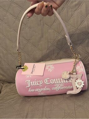 Juicy Couture Light Pink Barrel Shoulder Bag with Gold Chain